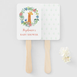Baby shower Giraffe Floral krans gepersonaliseerd Handwaaier