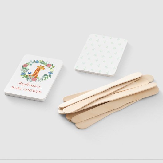 Baby shower Giraffe Floral krans gepersonaliseerd Handwaaier (Niet-gemonteerd)