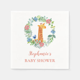 Baby shower Giraffe Floral krans gepersonaliseerd Servet