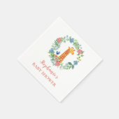 Baby shower Giraffe Floral krans gepersonaliseerd Servet (Hoek)