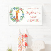 Baby shower Giraffe Floral krans gepersonaliseerd Spandoek (Insitu)
