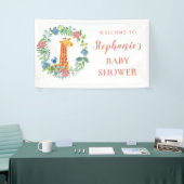 Baby shower Giraffe Floral krans gepersonaliseerd Spandoek (Beurs)