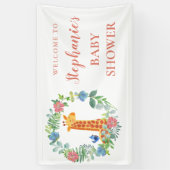 Baby shower Giraffe Floral krans gepersonaliseerd Spandoek (Verticaal)