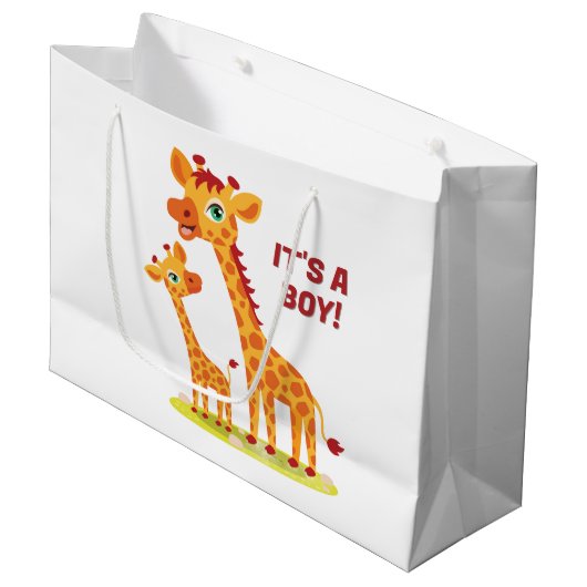 Baby shower Giraffe Gift Bag Groot Cadeauzakje (Voorkant Gekanteld)