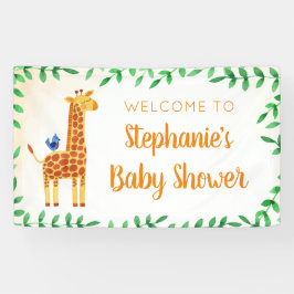 Baby shower Giraffe Groen Welkom Spandoek