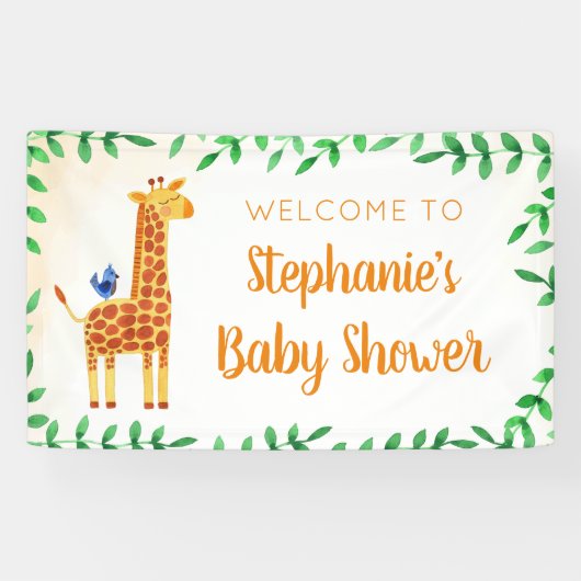 Baby shower Giraffe Groen Welkom Spandoek (Horizontaal)