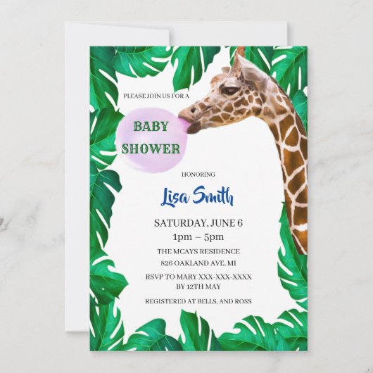 Baby shower Giraffe Kaart (Voorkant)