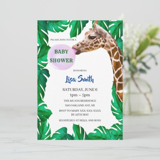 Baby shower Giraffe Kaart (Staand voorkant)