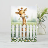 Baby shower Giraffe met Daisy Kaart (Staand voorkant)