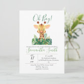 Baby shower Giraffe Oerwoud Waterverf Kaart (Staand voorkant)