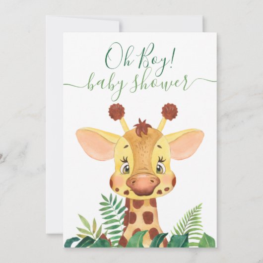 Baby shower Giraffe Oerwoud Waterverf Kaart (Achterkant)