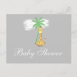 Baby Shower Giraffe op zilvergrijze uitnodigingen