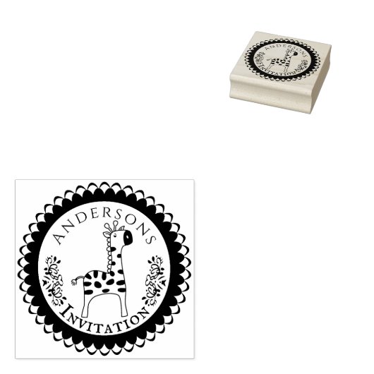 Baby shower Giraffe Rubber Stamp Rubberstempel (Gestempeld)