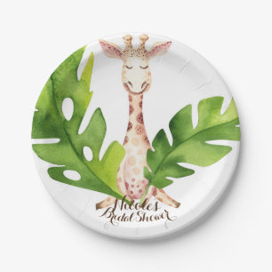 Baby shower Giraffe Waterverf oerwoud Papieren Bordje