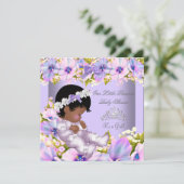 Baby shower Girl African Paars Princess Kaart (Staand voorkant)
