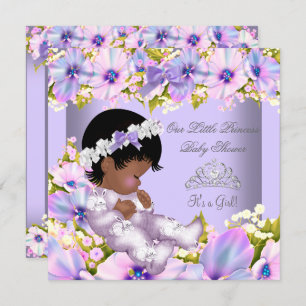 Baby shower Girl African Paars Princess Kaart