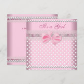 Baby shower Girl Baby Pink Pearl Lace Kaart (Voorkant / Achterkant)