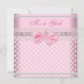 Baby shower Girl Baby Pink Pearl Lace Kaart (Voorkant)