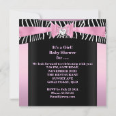 Baby shower Girl Baby roze Zebra Kaart (Achterkant)