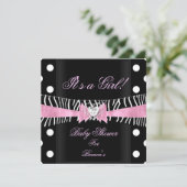 Baby shower Girl Baby roze zwarte Zebra stippen Kaart (Staand voorkant)