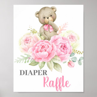 Baby shower Girl Beer Diaper Raffle-teken Poster