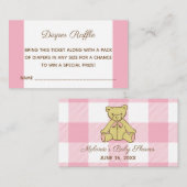 Baby shower Girl Beer Luier Raffle Ticket Informatiekaartje (Voorkant / Achterkant)