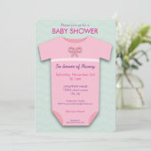 Baby shower Girl Bodysuit Invitation Kaart (Staand voorkant)