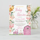 Baby shower Girl Boerderij Kaart (Staand voorkant)
