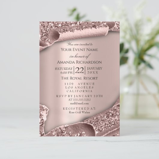 Baby shower Girl Boy Feet Glam Roos Gold 3D Effec Kaart (Staand voorkant)