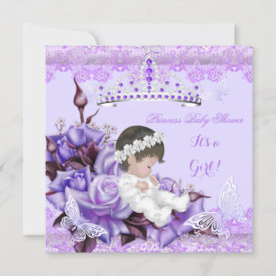 Baby shower Girl Butterfly Lila Lavender Roos Kaart