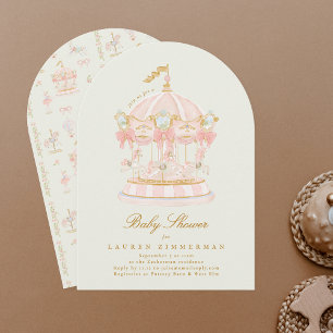 Baby shower Girl Carrousel Sprookjesbogen Sage Arc Kaart