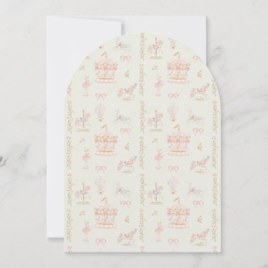 Baby shower Girl Carrousel Sprookjesbogen Sage Arc Kaart (Achterkant)