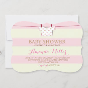 baby shower Girl Clothesline Invitations Kaart