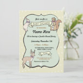 Baby shower Girl Deer Polka Dot Invitation Kaart (Staand voorkant)