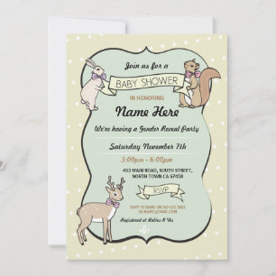 Baby shower Girl Deer Polka Dot Invitation Kaart