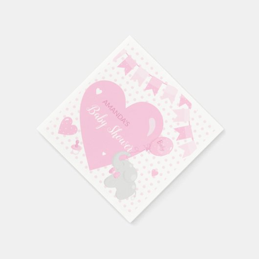 Baby shower Girl Elephant-ballonpapier Napkin Servet (Hoek)