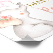 Baby shower Girl Elephant Diaper Raffle-teken Poster (Hoek)