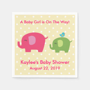 baby shower Girl Elephant Polka Dot Napkins Servetten