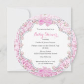  Baby shower Girl Flowers Pink Umbrella Kaart (Achterkant)