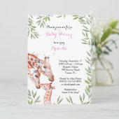 baby shower GIRL, giraffe, wit, amandelaar, blader Kaart (Staand voorkant)