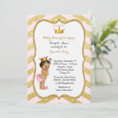 baby shower GIRL, gouden chevron, wit & goud v2 Kaart (Staand voorkant)