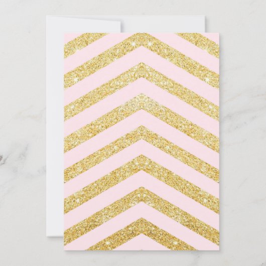 baby shower GIRL, gouden chevron, wit & goud v2 Kaart (Achterkant)