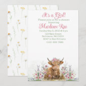 Baby shower Girl Highland koe Kaart (Voorkant / Achterkant)