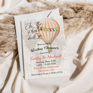 Baby shower Girl Hot Air Ballonuitnodiging Kaart