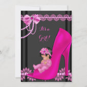 Baby shower Girl Hot Pink Baby Shoe Lace 3 Kaart (Voorkant)