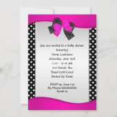 Baby shower Girl Hot Pink Baby Shoe Polka Dots Kaart (Achterkant)