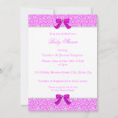 Baby shower Girl Hot Pink Leopard Pearls Brunette Kaart (Achterkant)
