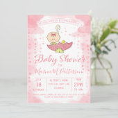 baby shower Girl in Umbrella Invitation Kaart (Staand voorkant)