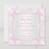 Baby shower Girl Lace Damask Pink Blonde Kaart (Achterkant)