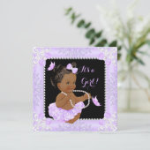 Baby shower Girl Lavender Butterfly Tutu Ethnic Kaart (Staand voorkant)